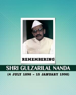 Gulzarilal Nanda Jayanti poster