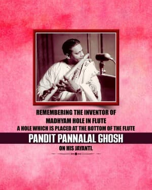 Pandit Pannalal Ghosh Ji Jayanti poster