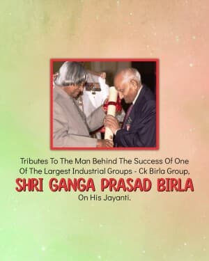 Ganga Prasad Birla Ji Jayanti flyer