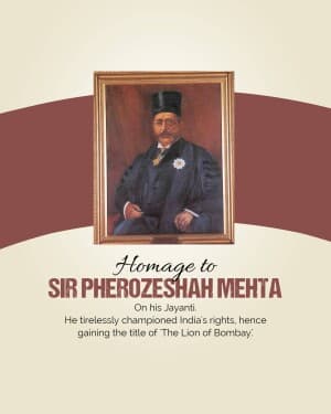 Sir Pherozeshah Merwanjee Mehta KCIE Jayanti illustration