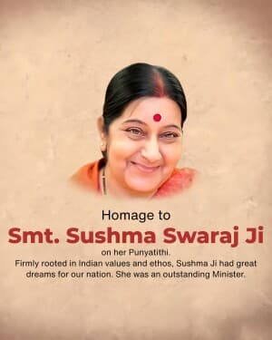 Sushma Swaraj Punyatithi image