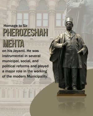 Sir Pherozeshah Merwanjee Mehta KCIE Jayanti post