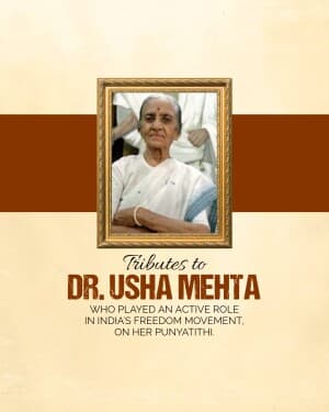 Dr. Usha Mehta Ji Punyatithi graphic