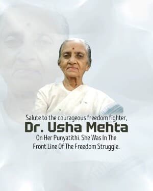 Dr. Usha Mehta Ji Punyatithi poster