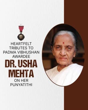 Dr. Usha Mehta Ji Punyatithi flyer