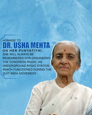 Dr. Usha Mehta Ji Punyatithi post