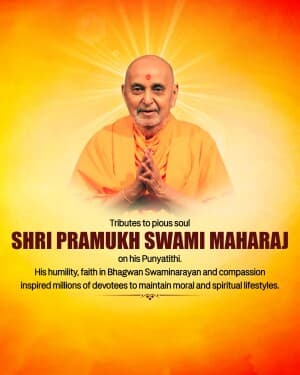 Pramukh Swami Maharaj Punyatithi flyer
