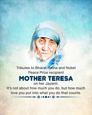 Mother Teresa Jayanti event poster