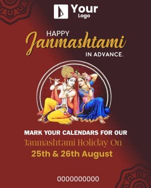 Janmashtami Holiday marketing flyer