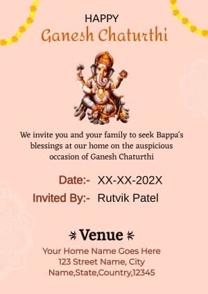 Ganesh Darshan Invitation Social Media template