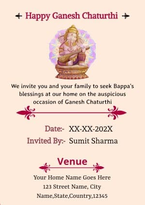 Ganesh Darshan Invitation facebook template