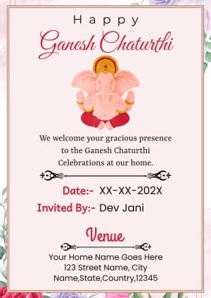 Ganesh Darshan Invitation Instagram Post template