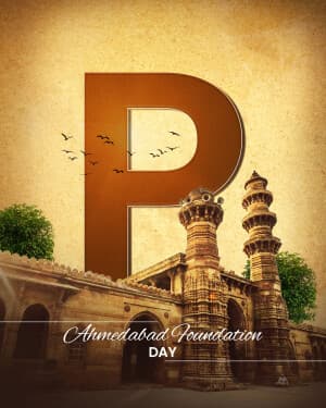 Premium Alphabet - Ahmedabad Foundation Day marketing poster