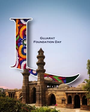 Exclusive Alphabet - Gujarat Foundation Day greeting image