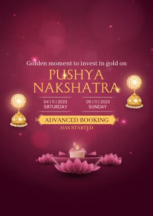 Pushya Nakshatra Muhurat flyer