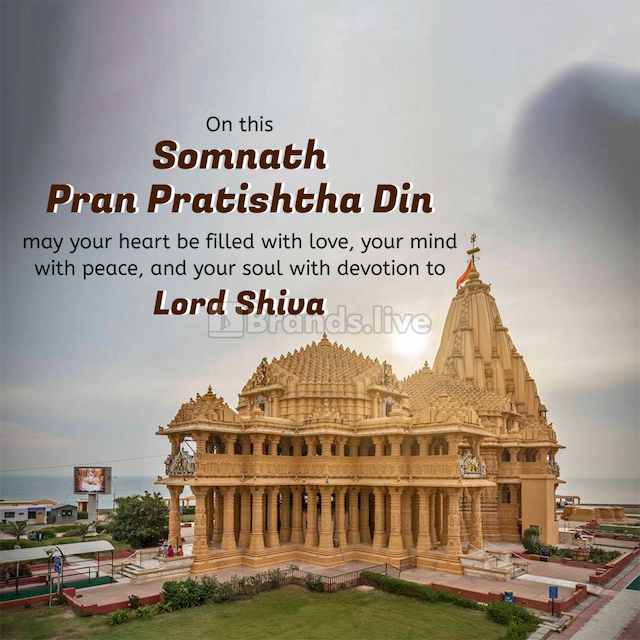 Somnath Pran Pratishtha Din poster template
