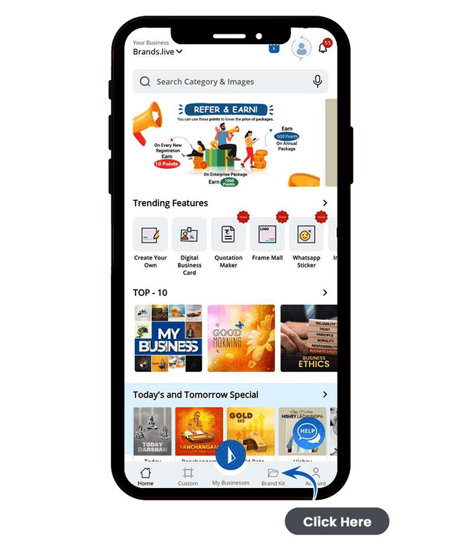 Step 1 : Open Brands.live Application and go to Brand Kit